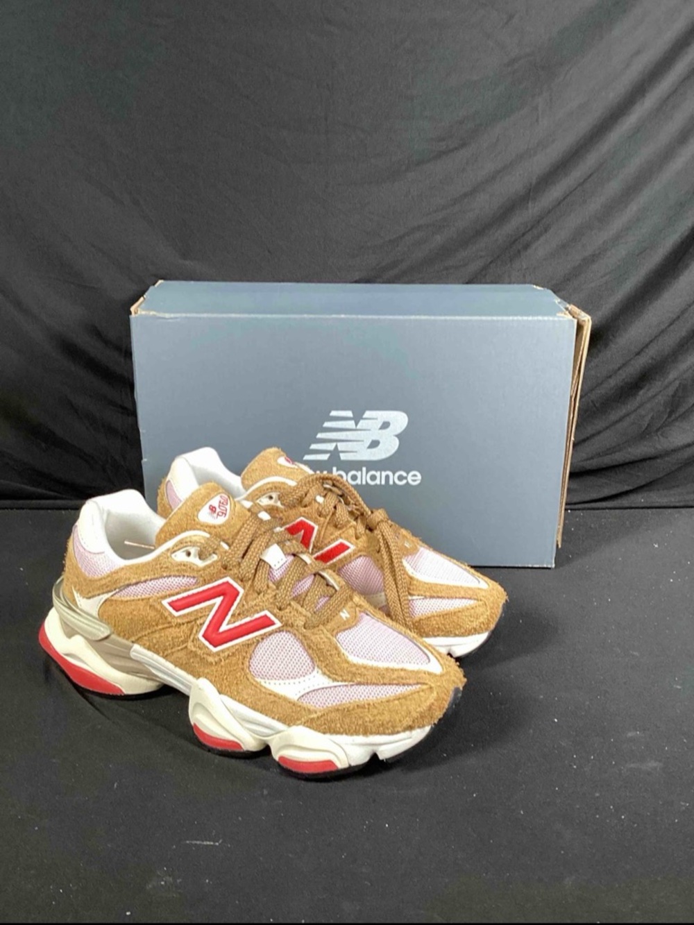 New Balance Women's Tan, Pink & Red Suede Mesh Sneaker - Picture 4 of 5